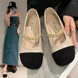 Casual Shoes 2024 Spring Round Toe Fashion Chain Shallow Slip On Women Flat Ladies Outdoor Shoe