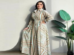 Casual Dresses Siskakia Long Shirt Dress For Women Fall 2021 Vintage Ethnic Print Dubai Turkey Arabic Oman Morocco Middle East Mus9618916