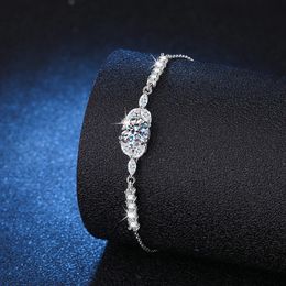 100% Real GRA Certified 1CT Bracelet for Women Girl S925 Sterling Silver Diamond Link Bracelets Fine Jewelry 240515