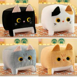 Factory wholesale price 4-color 20cm square shape cat plush toy long striped cat doll children's gift