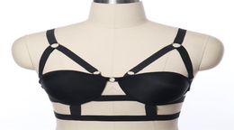 2018 Womens Body Harness Belt Black Elastic Strappy Tops Cage bra Exotic Alring BDSM Bondage Lingerie Fetish Cb Party Wear1169784