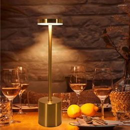 Table Lamps Rechargeable LED Touch Desk Lamp Three Colour Metal Light Bedroom Bedside Bar Restaurant Decoration Atmosphere Lighting