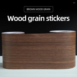 Window Stickers PVC Wood Grain Sticker Self-adhesive Brown Straight Wallpaper Kitchen Board Hole Trimming Decorative Fu