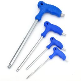 Blue T-handle Blat Head Hex Key Wrench Chrome Vanadium Steel Lengthen Hex Key Allen Wrench for Hardware Home Use Repair Tool
