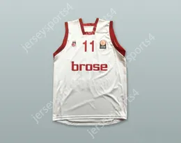 CUSTOM NAY Name Youth/Kids BROSE BAMBERG GERMANY 11 WHITE BASKETBALL JERSEY Top Stitched S-6XL