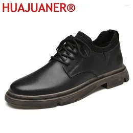 Casual Shoes Mens Genuine Leather High Quality Sock Men Ankle Boots Cow Thick Bottom Luxury Oxfords Man