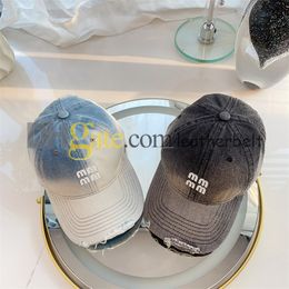 Letter Casquette Gradient Color Denim Baseball Cap Fashion Designer Hole Canvas Snapback Outdoor Casual Golf Hats