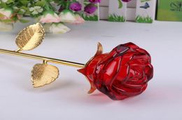 Crystal Glass Rose Flower Figurines Craft Wedding Valentine039s Day Favours and gifts Souvenir Table Decoration Ornaments Cheap1544057