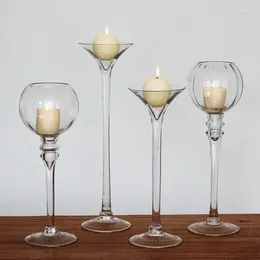 Candle Holders European Glass Holder Wedding Centre Tall Feet Transparent Candlestick Creativity Table Flower Ornaments Home Decoration