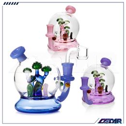 4.5 Inch Pine Tree Shape Mixed Colour DAB Rig Glass Water Pipe Oil burner pipe Glass Recycler bong With 14mm Quartz Banger