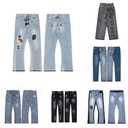 Designer purples jeans for mens Fashion Mens Splicing Jeans Ripped Denim Pants Luxury Hip Hop Distressed Men Women Trousers black je s