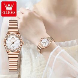 Avanadores de pulso OLEVS 9975 Novo quartzo de luxo Womens Womens Women Star Diamond Dial Dialy Aço inoxidável feminino Assista a d'água Glow Watchl2304