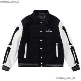 Men's Jackets Skeleton Bone Towel Embroidered Letter Jacket Mens Street Wear Wool Blend Baseball Jacket Windproof Coat 88