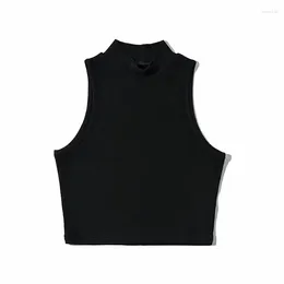 Women's T Shirts Summer Black Women Fashion Crop Top High Neck Sleeveless Tank Tops With Breathable And Comfortable Fit