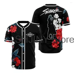 Men's T Shirts Flowers Slander Jersey Baseball Jacket EDM Festival 2024 V-Neck Short Sleeve Tee Women Men Streetwear Tops