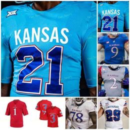 Kansas Jayhawks Football Jersey NCAA College Gale Sayers Velton Gardner Jason Bean Mason Fairchild Trevor Wilsom Kyron Johnson Carter Stanley Pooka Williams Jr.