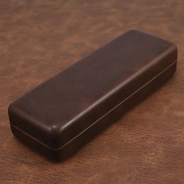 Cubojue PU Leather Glasses Case Brown Eyeglasses Frame Box Magnetic Iron Anti Press Cases 240514