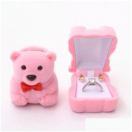 Other Event Party Supplies 1Pc Lovely Veet Gift Box Cute Bear Jewellery Wedding Ring Necklace Case Earrings Holder For Display Drop Dh9Qw