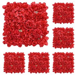 Decorative Flowers 6 Pieces Artificial Wall Background 3D Flower Panels Wedding Decor 15x15inch Decorations Accessories