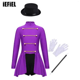 Clothing Sets Kids Girls Halloween Cosplay Magician Costume Set Long Sleeve Stand Collar Back Zipper Bodysuit With Hat Magic Wand Gloves