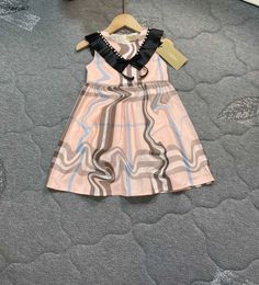 Top girl dress summer Pearl embellishments baby skirt Size 90-140 vest dress toddler dresses designer Kids frock Dec05
