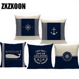 Pillow Mediterranean Blue Decorative Throw Cover Home Pillows Sea Compass Anchor Case