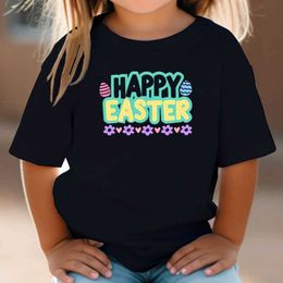 T-shirts Happy Easter Print Kids T-shirt Easter Egg Toddler Shirts Boy Girl Easter Party Outfits Gift Tee Children Short Sleeve T Shirts Y240521