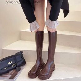 Boots Autumn Womens Rubber Boots Womens Shoes Winter Womens Shoes Low Boots Round Toes Rain Calf Long Boots Botas De Mujer Q240521