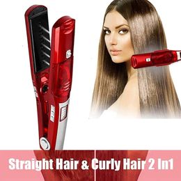 Steam Hair Straightener Flat Irons Styling 2 in 1 Iron With Lcd Display 240425