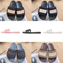 2024 Luxury Slippers Men Women Designer Sandals Flat Slides Fashion Black White Pink khaki Burgundy Navy Grey Man Platform Summer Beach Flip Flops Scuffs Size 35-44