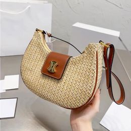 10A Fashion Summer Raffias Underarm Bag Crossbody Weave Triangle Tote Handbag Shoulder Embroidery Bag Womens Beach Bags Purse Mens Bag Eqpe