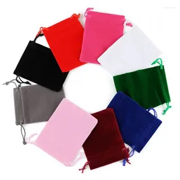 Shopping Bags 50pcs/lot 5x7 Cm Black/Pink/Grey Colourful Velvet Bag Small Jewellery Packing Drawstring Pouch Wedding Gift Packaging