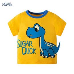 T-shirts Little maven Blouses Childrens Clothing Kids Clothes Summer Cartoon Stereoscopic Dinosaurs Baby Boys Short Sleeves T Shirts Y240521