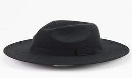 Unisex Wool Felt Hat With Ribbon Trim Stylish Jazz Hats Fedora Wide Brim Caps Classic Solid Trilby Cap For Men And Women7524285