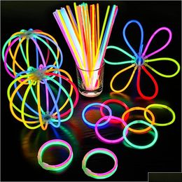 Other Event Party Supplies Fluorescence Glow Sticks Bright Colorf Glowing Stick Bracelets Necklace For Christmas Dance Concert Lig Dh3Cx