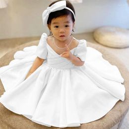 Girl Dresses 2pcs Toddler Bow Baptism Baby Girls Dress Born 1st Birthday Bridemaid Princess First Communion Wedding Ball Gown