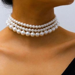 Choker Elegant Imitation Pearl Necklace Women's Multi-Layered Chain Pearls Beaded Suitable For Wedding Party Jewellery