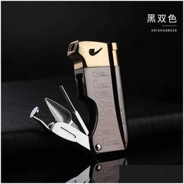 Lighters Mtifunctional No Gas Lighter Butane Jet With Pipe Tool Rod Fire- Compact Cigarette Accessories Cigar Man Drop Delivery Home G Otf69