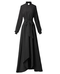 Catholic Church Women Clergy Dress Long Sleeve Loose Elegant Priest Maxi Dresses with Tab Insert Collar and Belts6683611