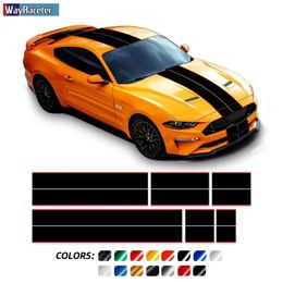 5D Carbon Fibre Vinyl Car Hood Sticker Bonnet Stripes Engine Cover Roof Trunk Rear Tail Decal For Ford Mustang GT Shelby GT500 240520