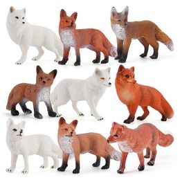 Novelty Games 9 Styles Forest Wildlife Animals Fox Simulation Animal Figurine Red Fox Action Figure Miniature Educational Model Toy Kids Gift Y240521