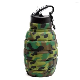 Storage Bottles Foldable Grenade Water Bottle Food Grade Silicone Cycling Hiking With Hook Carabiner Drinkware