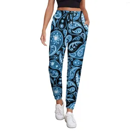 Women's Pants Blue Paisley Baggy Retro Floral Street Style Joggers Spring Womens Elegant Design Big Size Trousers Gift