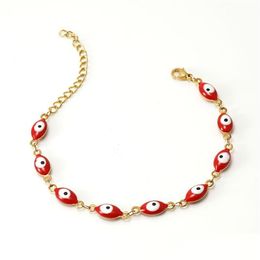 Charm Bracelets Fashion Jewellery Gold Plated Stainless Steel Oval Evil Eye Bracelet Beaded Blue Drop Delivery Dhgarden Dh4Bg