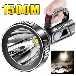 High Power LED Flashlight Waterproof Fishing Lantern Torch USB Rechargeable Powerful Spotlight Searchlight Camping Lamp 240521