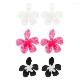 Stud Earrings Boho Drop Acrylic Big Flower Exaggerated Floral Statement Beach Jewelry For Women