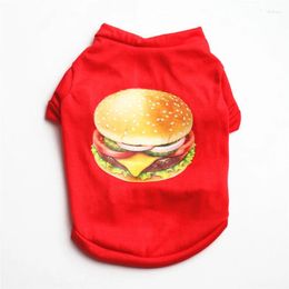 Dog Apparel Summer Tshirt Vest Print Hamburger Pet Cat Clothes For Small Dogs Chihuahua Yorkshire Pug Shirts Puppy Clothing Outfit
