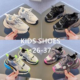 Brand Kid Designer Sneakers Spring Summer Children Baby Black White Outdoor Sport Sneaker Leather Breathable Lace-up Patchwork Shoes Boys Kids Girls Casual Shoes