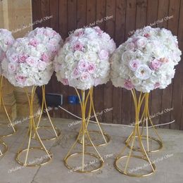flower or stand sell)Tall Table Top Metal Gold Chandelier For Wedding Centrepieces Tall Gold Metal Round Flower Stand