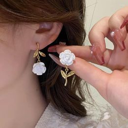 Stud Earrings Korean Earings Fashion Jewellery Elegant For Women Cute White Rose Brinco Pendientes Wholesale